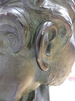 Lot 1 - An Art Deco style bronzed plaster bust of a...