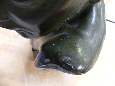 Lot 1 - An Art Deco style bronzed plaster bust of a...