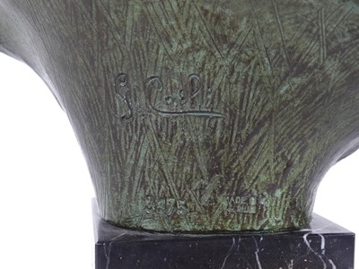 Lot 1 - An Art Deco style bronzed plaster bust of a...