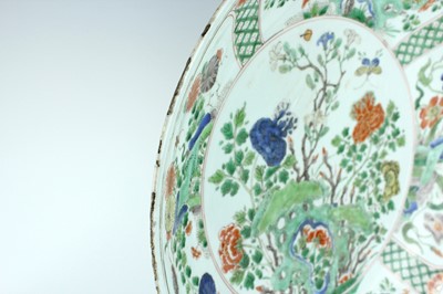 Lot 184 - A large Chinese famille verte ‘floral’ dish,...