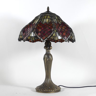 Lot 10 - A Tiffany style table lamp, having a stained...