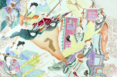 Lot 186 - A large Chinese famille rose ‘figural’ dish,...