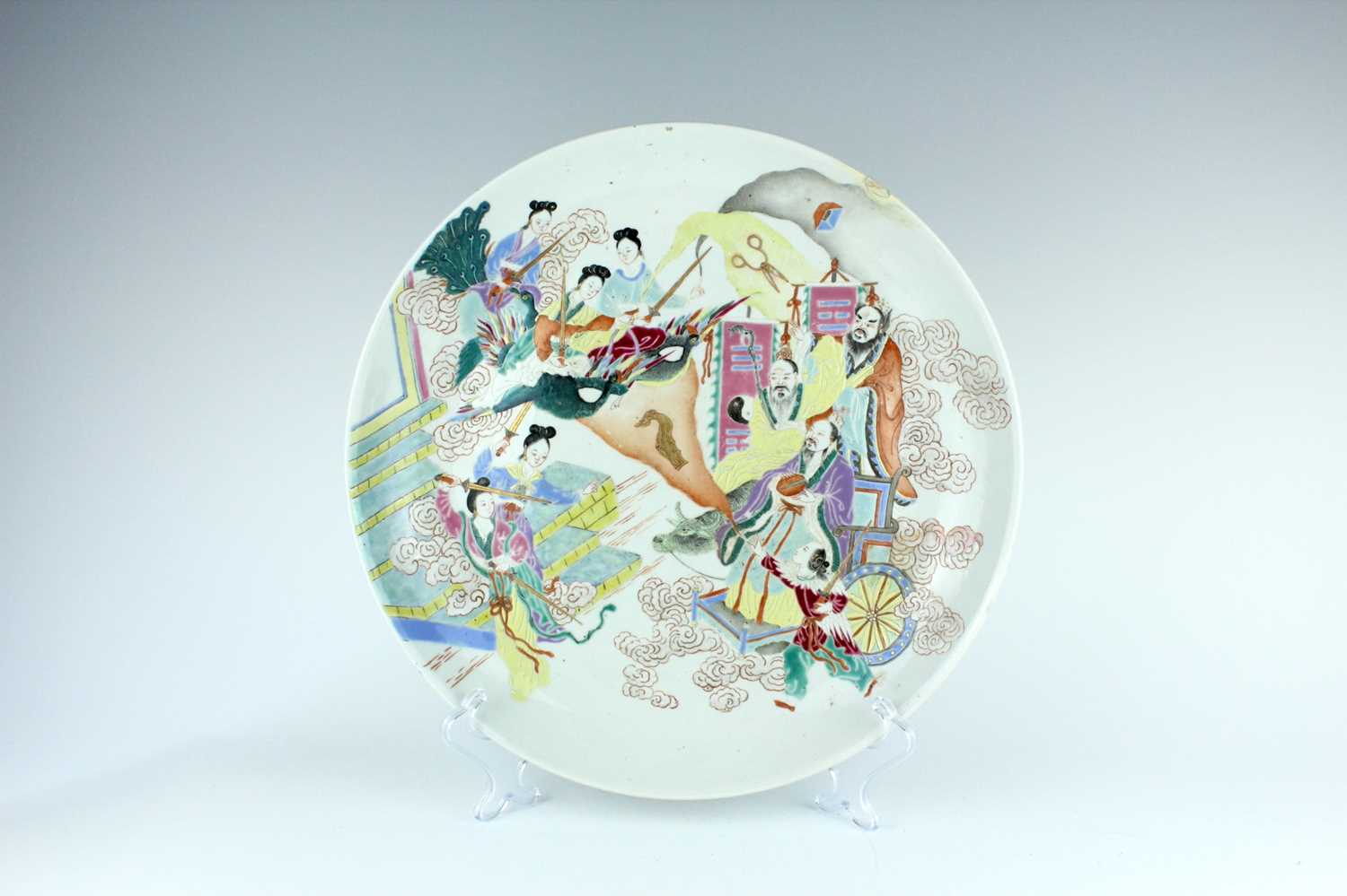 Lot 186 - A large Chinese famille rose ‘figural’ dish,...