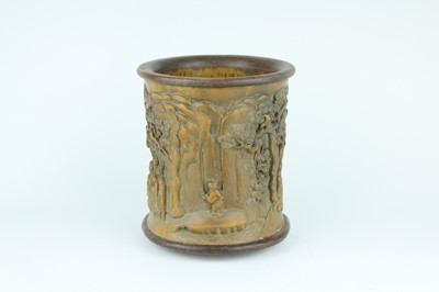 Lot 50 - A Chinese bamboo “figural” brush pot, Qing...