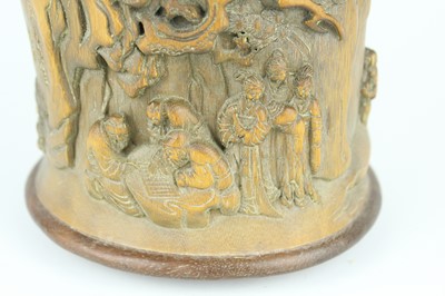Lot 50 - A Chinese bamboo “figural” brush pot, Qing...