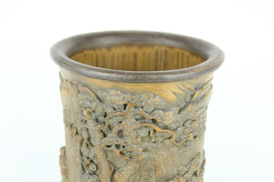 Lot 50 - A Chinese bamboo “figural” brush pot, Qing...