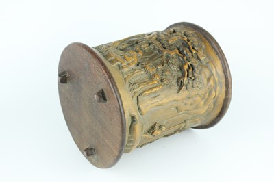 Lot 50 - A Chinese bamboo “figural” brush pot, Qing...