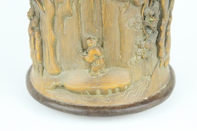 Lot 50 - A Chinese bamboo “figural” brush pot, Qing...