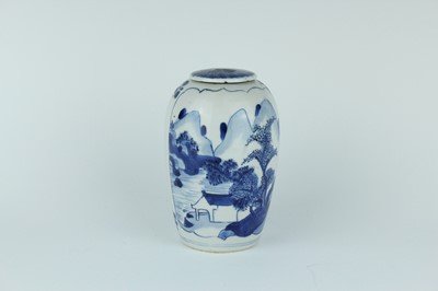 Lot 21 - A Chinese blue and white jar with lid, Qing...
