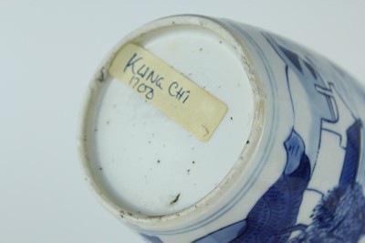 Lot 21 - A Chinese blue and white jar with lid, Qing...