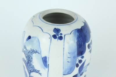 Lot 21 - A Chinese blue and white jar with lid, Qing...