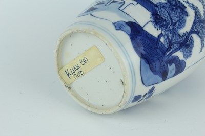 Lot 21 - A Chinese blue and white jar with lid, Qing...