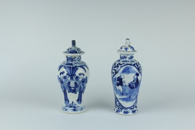 Lot 160 - A near pair of Chinese blue and white vases...