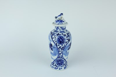 Lot 160 - A near pair of Chinese blue and white vases...
