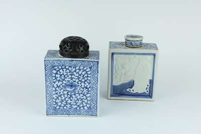 Lot 161 - Two Chinese blue and white tea caddies, Qing...