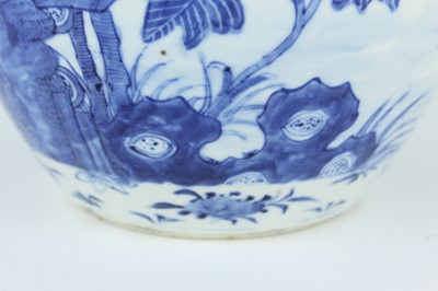Lot 1 - A Chinese blue and white jar with cover, Qing...