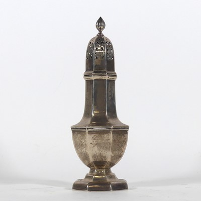 Lot 173 - A George V silver sugar caster, of octagonal...