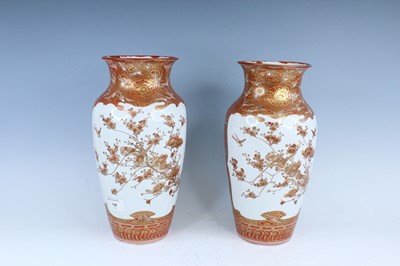 Lot 239 - A near pair of Japanese Kutani baluster vases,...