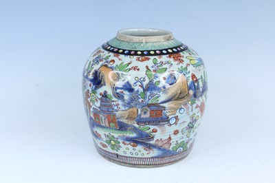 Lot 220 - A Chinese blue and white jar with later...