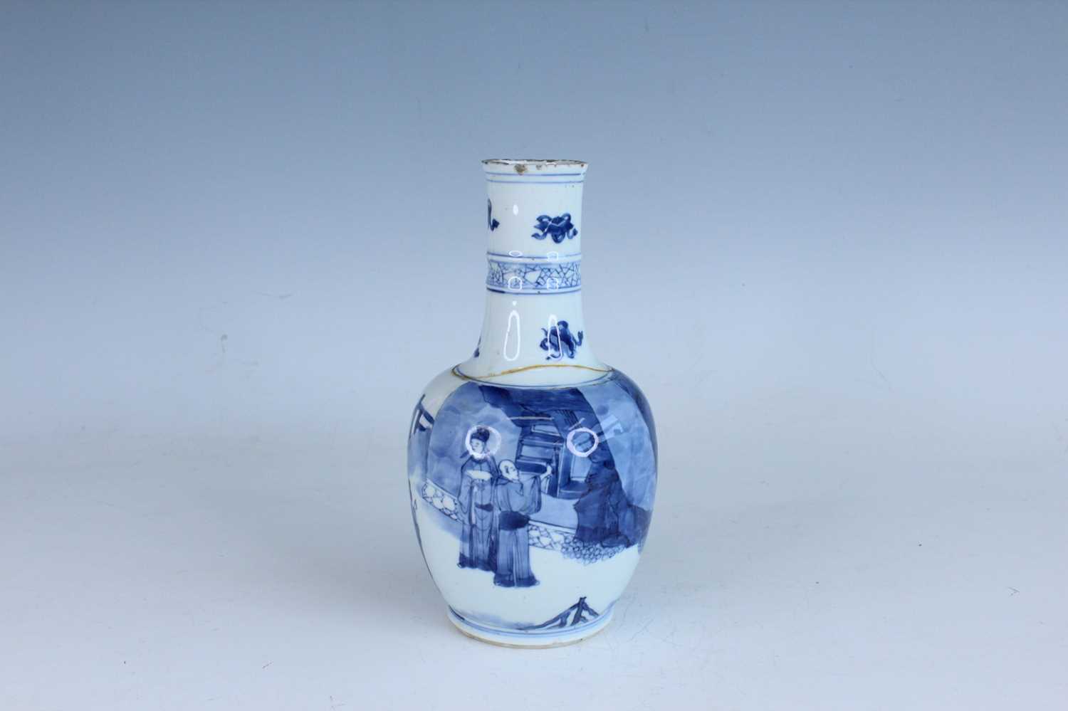 Lot 169 - A Chinese blue and white bottle vase, Qing...
