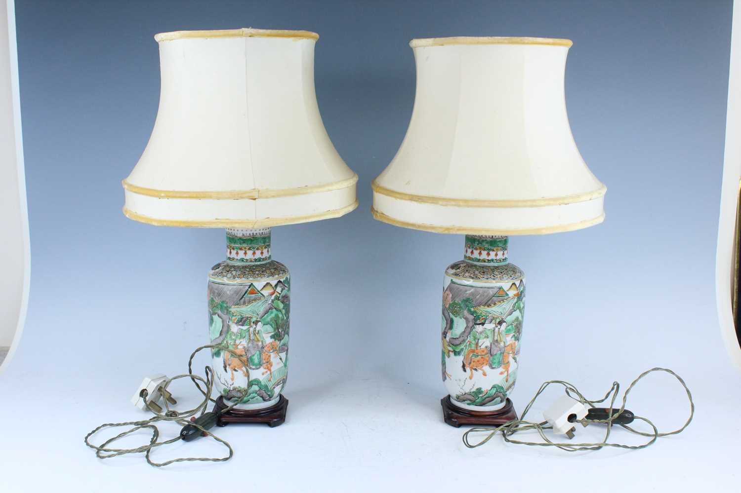 Lot 178 - A pair of Chinese famille verte vases...