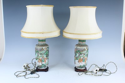 Lot 178 - A pair of Chinese famille verte vases...