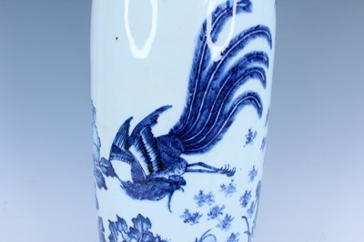 Lot 23 - A Chinese blue and white cylindrical vase, in...