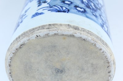 Lot 23 - A Chinese blue and white cylindrical vase, in...