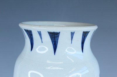 Lot 23 - A Chinese blue and white cylindrical vase, in...