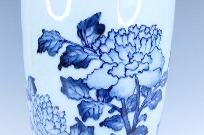 Lot 23 - A Chinese blue and white cylindrical vase, in...