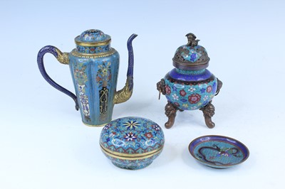 Lot 250 - A set of four Chinese cloisonné enamel wares,...