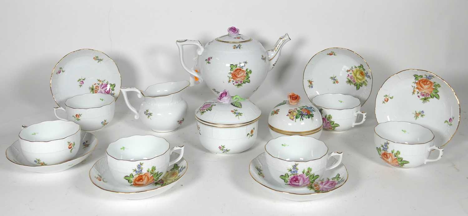 Lot 92 - A Herend 'Mille Fleur' pattern tea set, six...