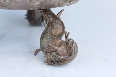 Lot 60 - A Chinese export silver tripod bowl with...