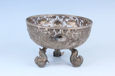 Lot 60 - A Chinese export silver tripod bowl with...