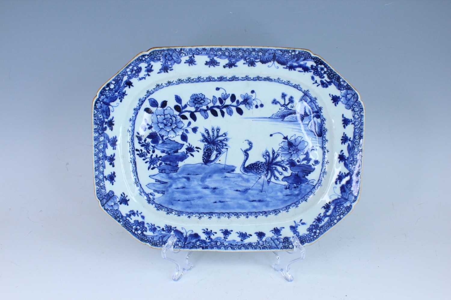 Lot 14 - A Chinese blue and white meat plate, Qing...
