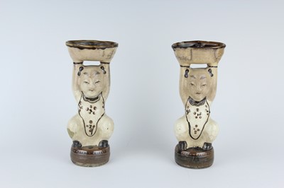 Lot 128 - A pair of Chinese Cizhou-type boy-form oil...