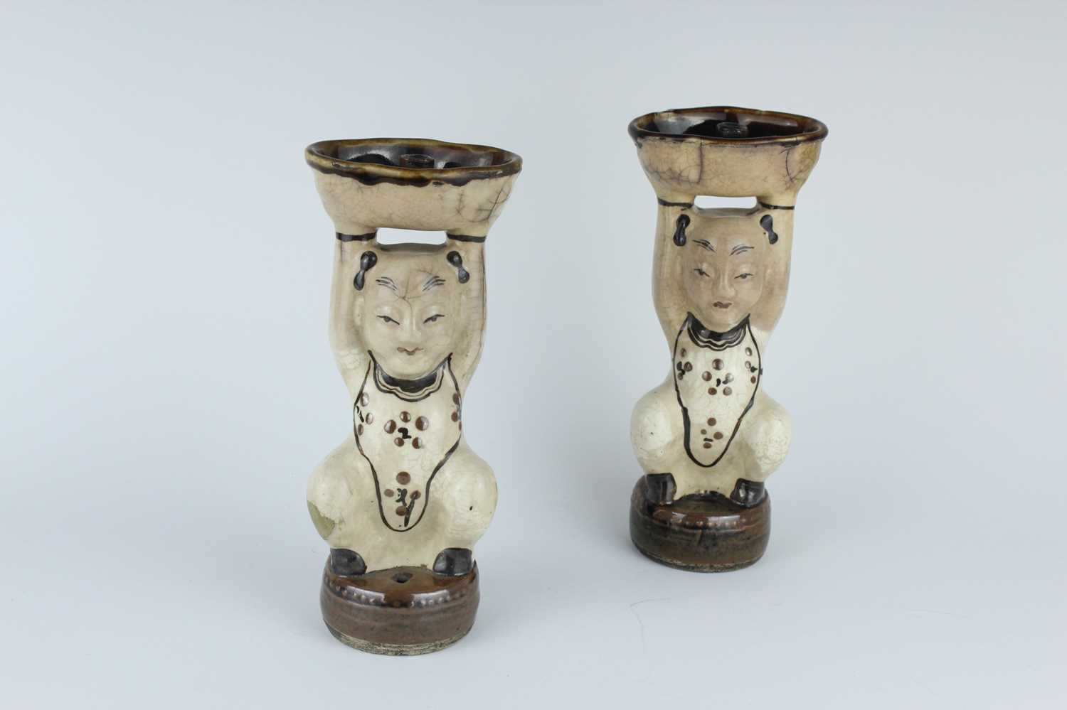 Lot 128 - A pair of Chinese Cizhou-type boy-form oil...