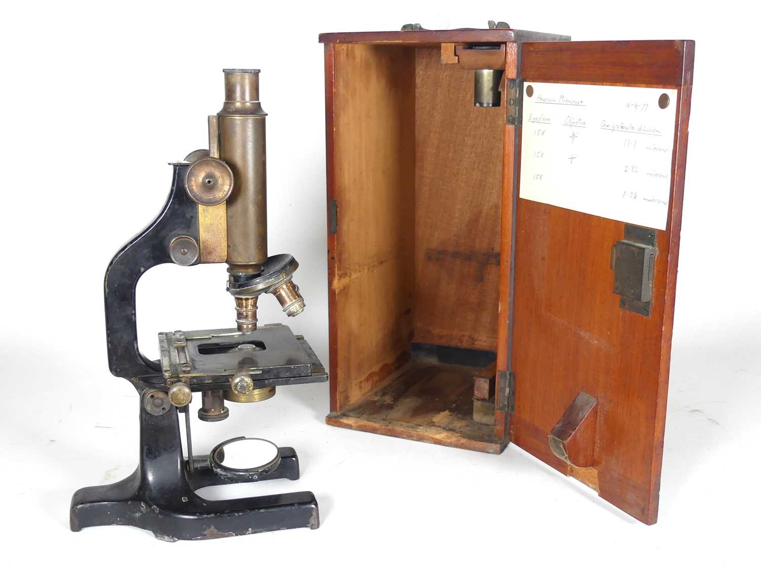 Lot 84 - A Charles Hearson monocluar microscope, No.272,...