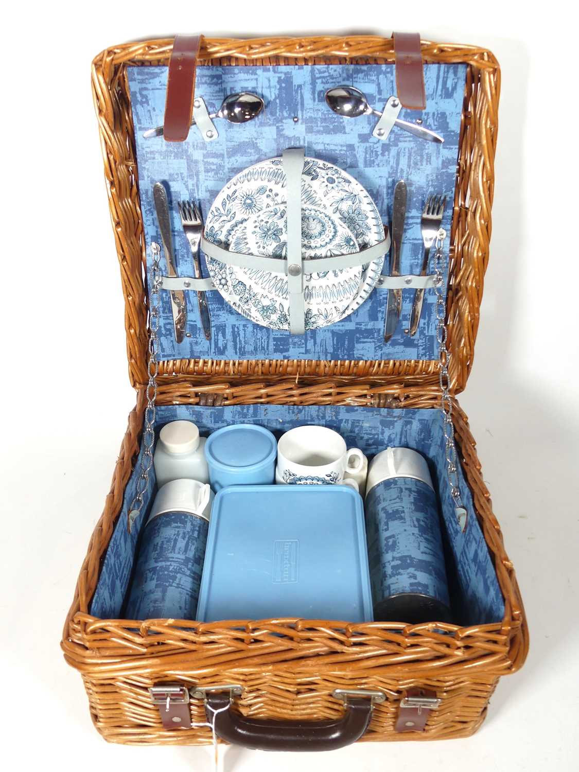 Lot 80 - A vintage picnic set, two place settings,...