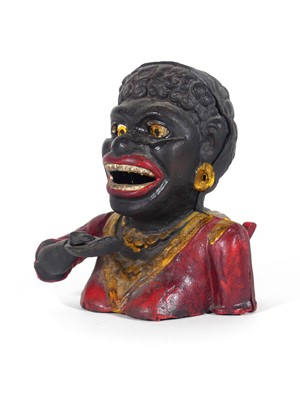 Lot 478 - A novelty cast iron figural money-box, height...