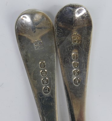 Lot 2103 - A pair of George III silver sauce ladles, in...