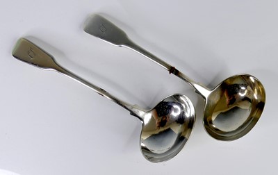 Lot 2105 - A pair of George III silver sauce ladles, in...