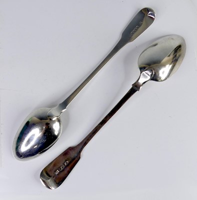 Lot 2090 - Two Georgian silver stuffing spoons, in the...