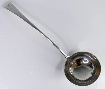 Lot 2101 - An early George III silver soup ladle, in the...