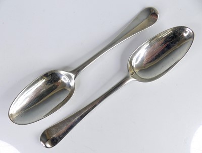 Lot 2137 - A pair of George II silver tablespoons, in the...