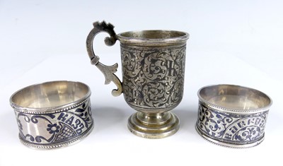 Lot 2174 - A Russian silver and niello souvenir cup,...
