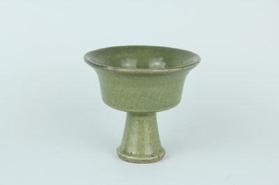 Lot 101 - A Chinese Longquan celadon stem cup, Yuan to...