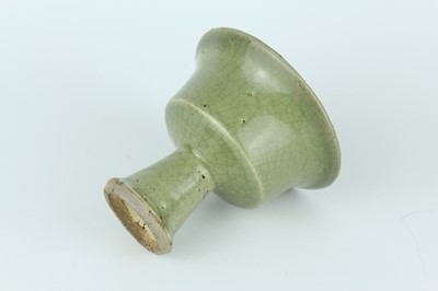 Lot 101 - A Chinese Longquan celadon stem cup, Yuan to...