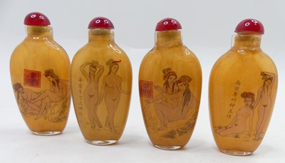 Lot 462 - A collection of four reverse decorated signed...