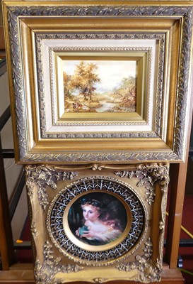 Lot 1069 - A reproduction oil on panel figures in a...